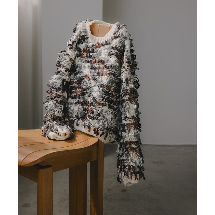 ループヤーン マルチカラー フリンジ ニット | 210nouve | 詳細画像16 