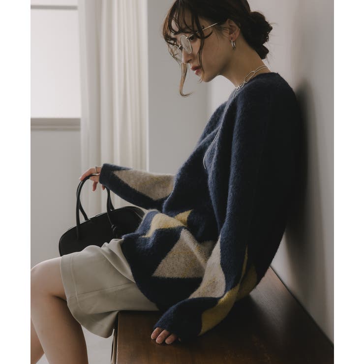 アーガイル ルーズ シャギー ニット | 210nouve | 詳細画像1 