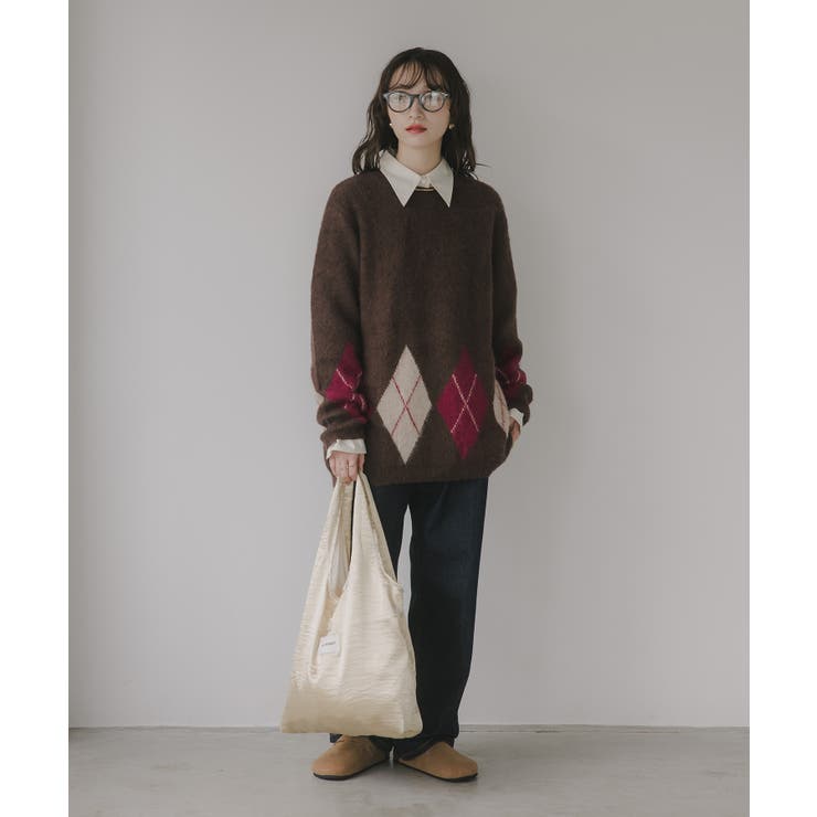 アーガイル ルーズ シャギー ニット | 210nouve | 詳細画像15 