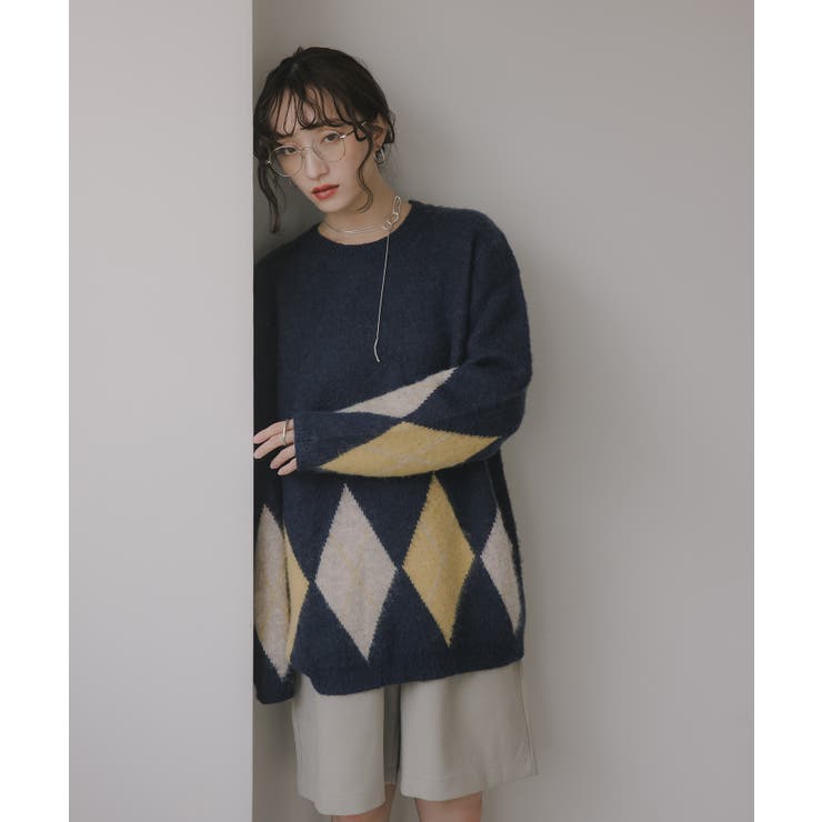 アーガイル ルーズ シャギー ニット | 210nouve | 詳細画像2 