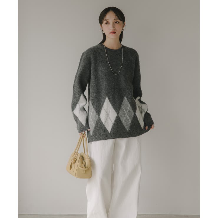 アーガイル ルーズ シャギー ニット | 210nouve | 詳細画像7 