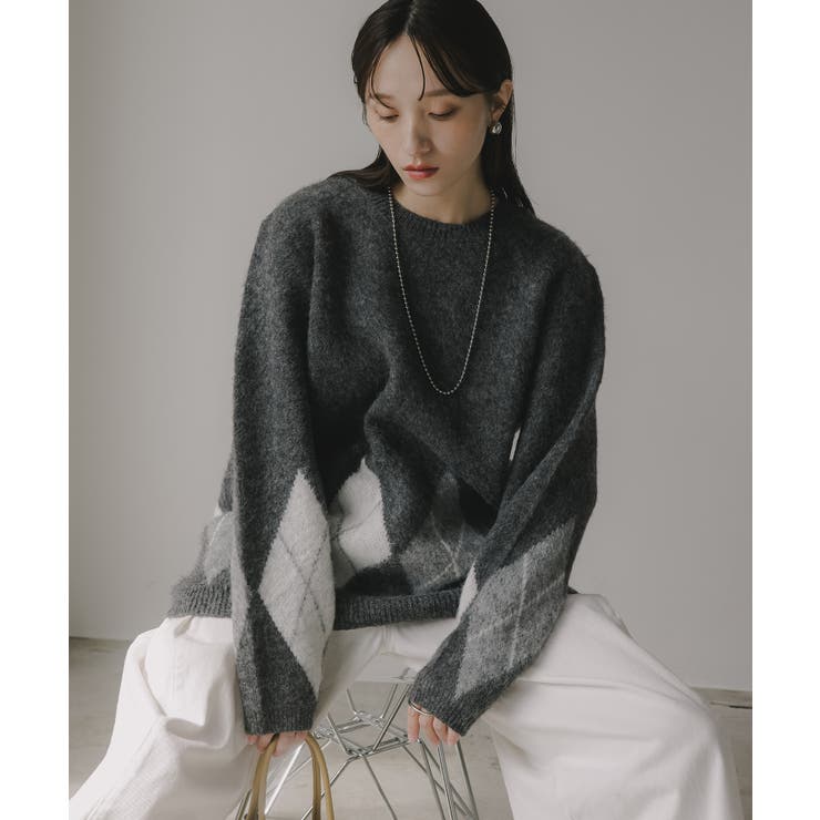 アーガイル ルーズ シャギー ニット | 210nouve | 詳細画像8 