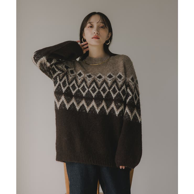 ノルディック柄 ルーズ シャギーニット | 210nouve | 詳細画像1 