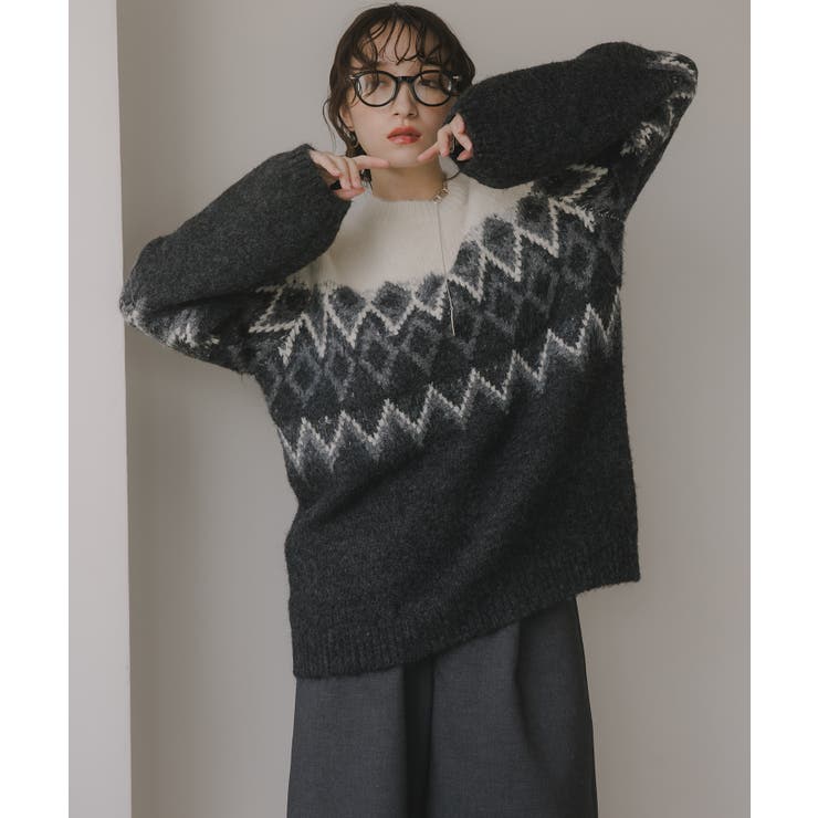 ノルディック柄 ルーズ シャギーニット | 210nouve | 詳細画像10 