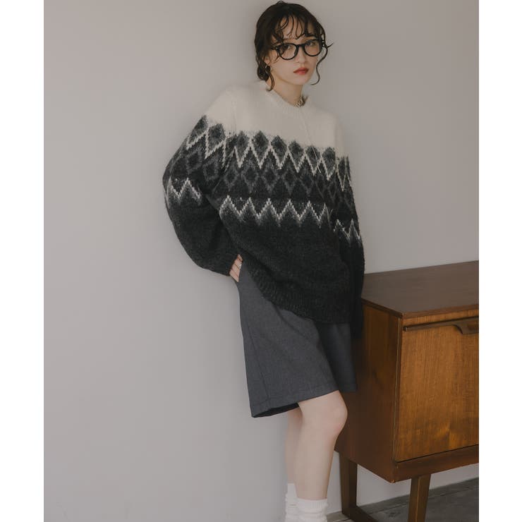 ノルディック柄 ルーズ シャギーニット | 210nouve | 詳細画像11 