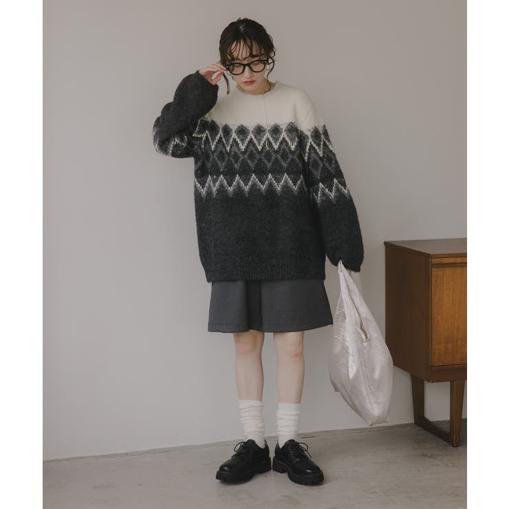 ノルディック柄 ルーズ シャギーニット | 210nouve | 詳細画像13 