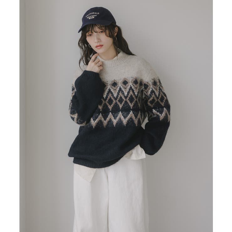 ノルディック柄 ルーズ シャギーニット | 210nouve | 詳細画像2 