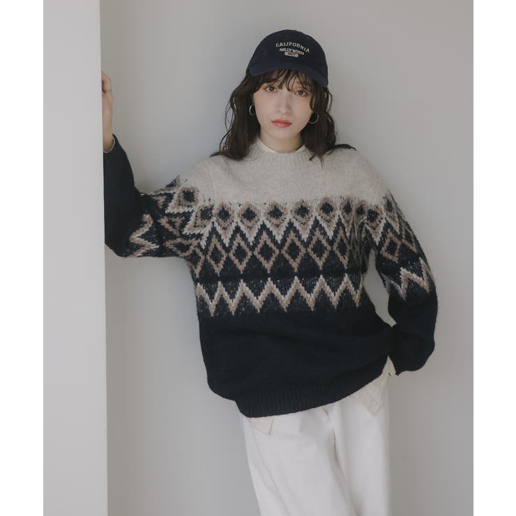 ノルディック柄 ルーズ シャギーニット | 210nouve | 詳細画像3 