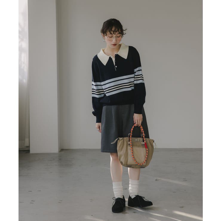 マルチボーダー ポロ襟 ニット | 210nouve | 詳細画像12 
