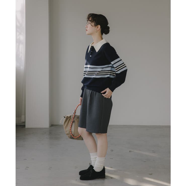 マルチボーダー ポロ襟 ニット | 210nouve | 詳細画像13 