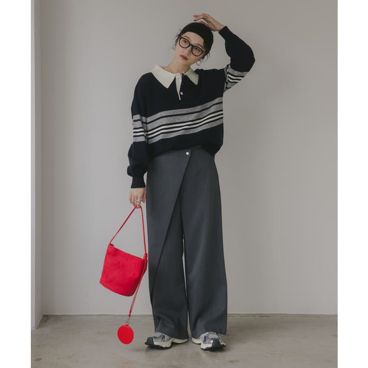 マルチボーダー ポロ襟 ニット | 210nouve | 詳細画像3 