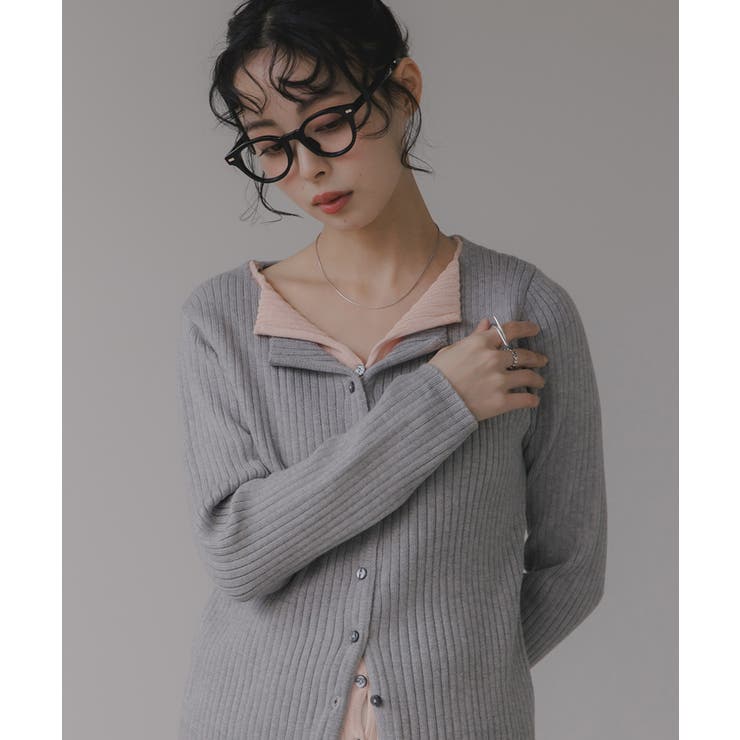 レイヤード バイカラー ニット カーディガン | 210nouve | 詳細画像11 