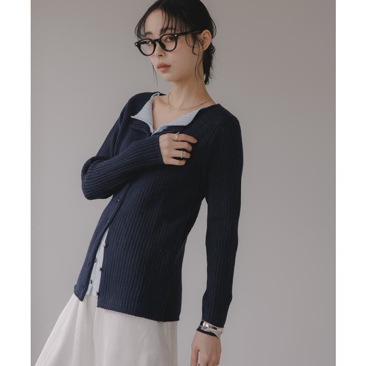 レイヤード バイカラー ニット カーディガン | 210nouve | 詳細画像2 