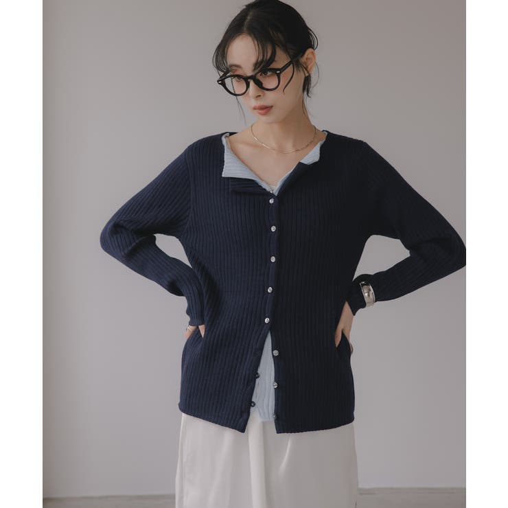 レイヤード バイカラー ニット カーディガン | 210nouve | 詳細画像3 