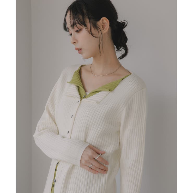 レイヤード バイカラー ニット カーディガン | 210nouve | 詳細画像7 