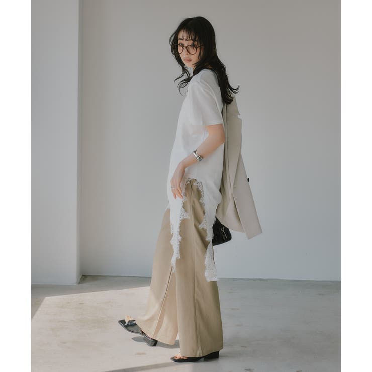 裾 レース ドッキング アシンメトリー Tシャツ | 210nouve | 詳細画像11 