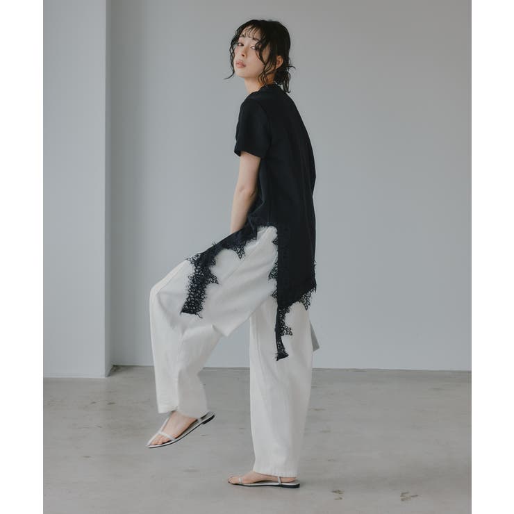 裾 レース ドッキング アシンメトリー Tシャツ | 210nouve | 詳細画像14 
