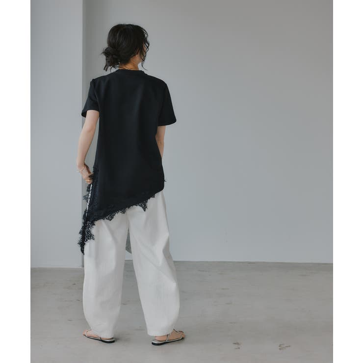 裾 レース ドッキング アシンメトリー Tシャツ | 210nouve | 詳細画像15 