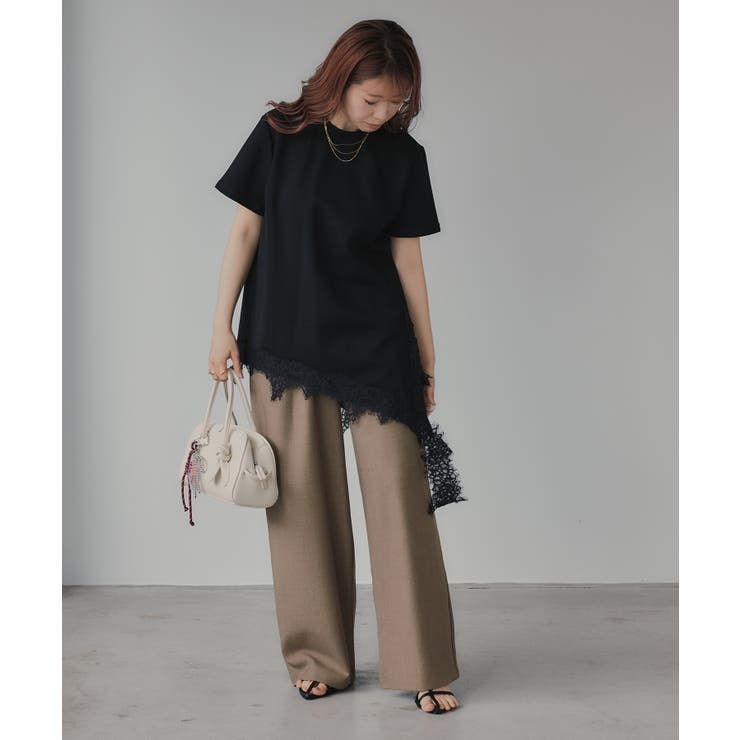 裾 レース ドッキング アシンメトリー Tシャツ | 210nouve | 詳細画像9 