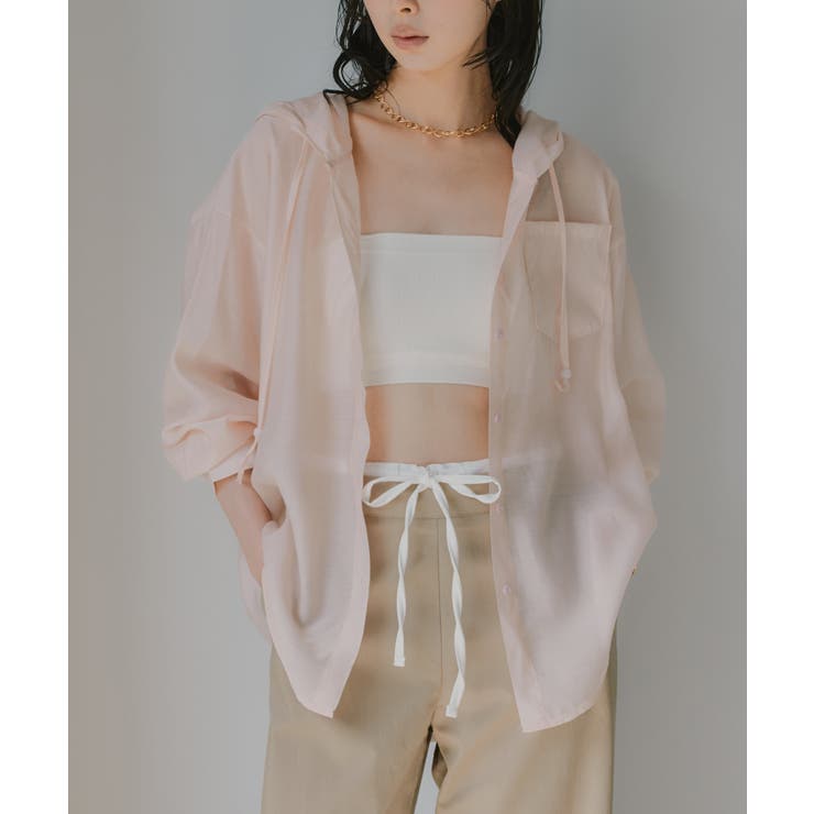 ピンク | フード付き オーバーサイズ シャツ | 210nouve