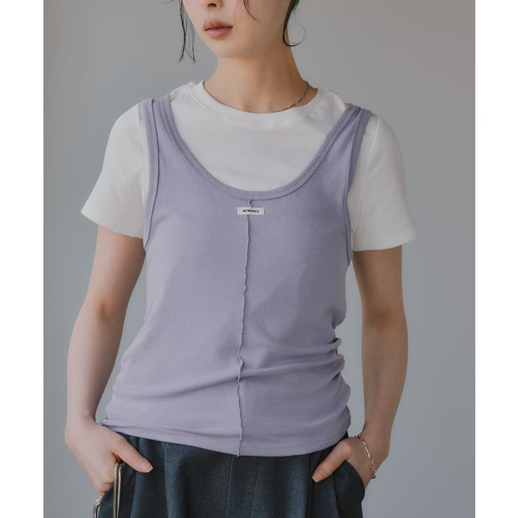 パープル | タンクセット レイヤード デザイン Tシャツ | 210nouve