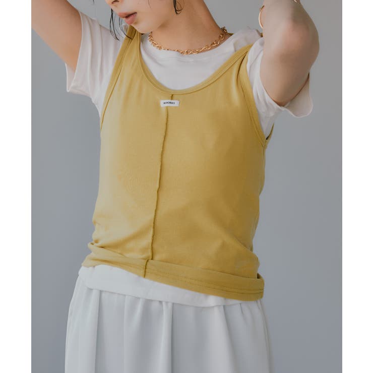 イエロー | タンクセット レイヤード デザイン Tシャツ | 210nouve