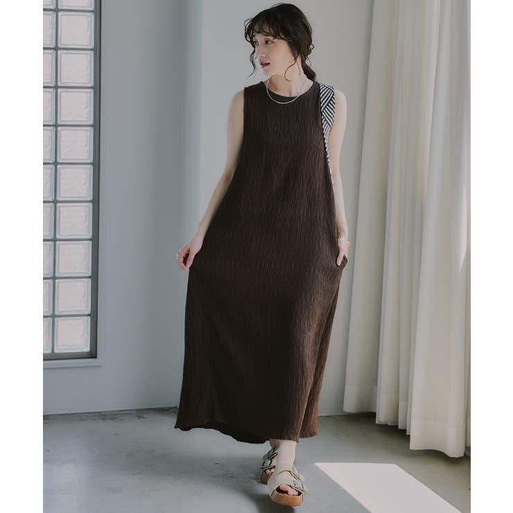 ブラウン | バックデザイン ジャガード ヨウリュウ  ワンピース | 210nouve