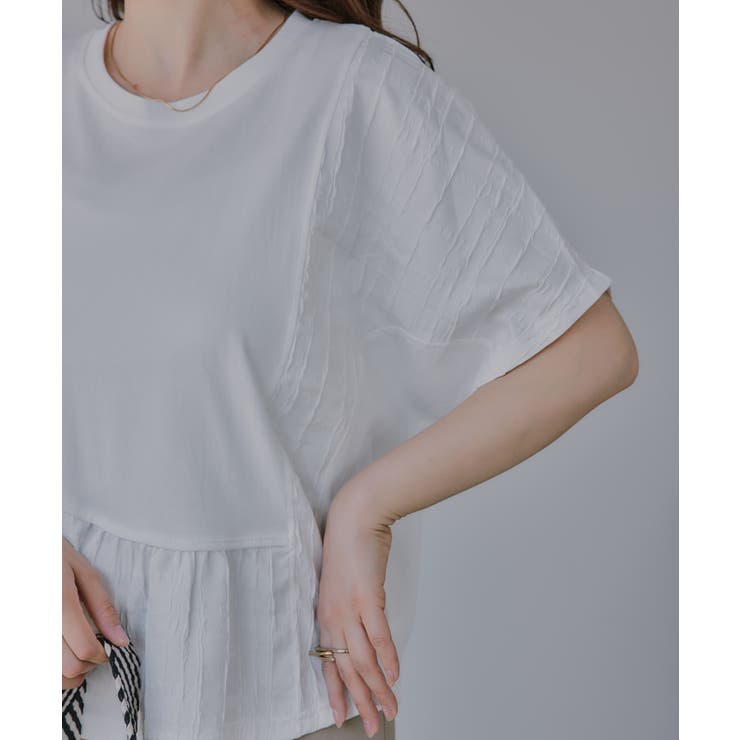 異素材切替え ペプラム Tシャツ | 210nouve | 詳細画像12 