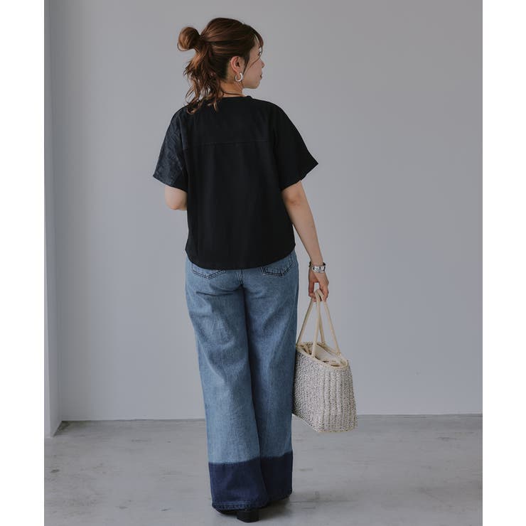 異素材切替え ペプラム Tシャツ | 210nouve | 詳細画像15 