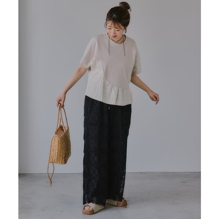 異素材切替え ペプラム Tシャツ | 210nouve | 詳細画像16 