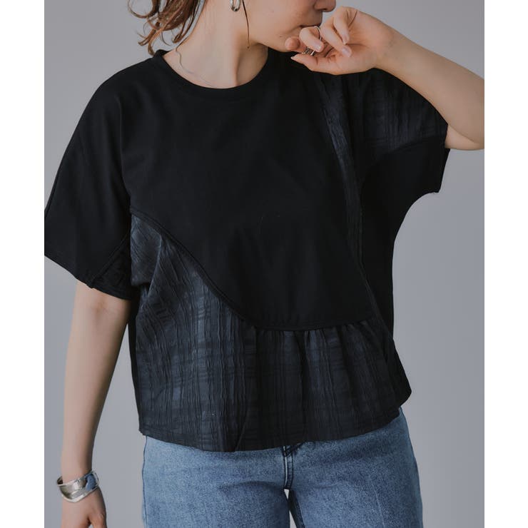 異素材切替え ペプラム Tシャツ | 210nouve | 詳細画像2 