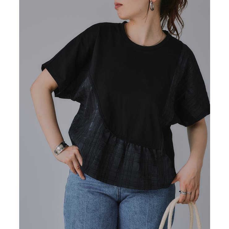 異素材切替え ペプラム Tシャツ | 210nouve | 詳細画像3 