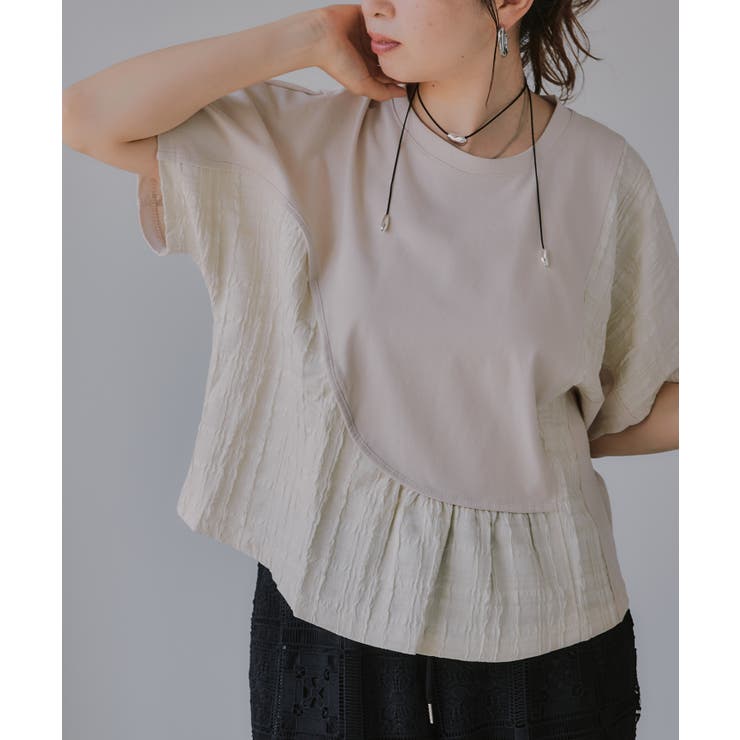 異素材切替え ペプラム Tシャツ | 210nouve | 詳細画像6 
