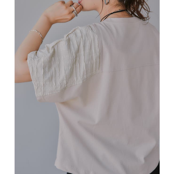 異素材切替え ペプラム Tシャツ | 210nouve | 詳細画像8 