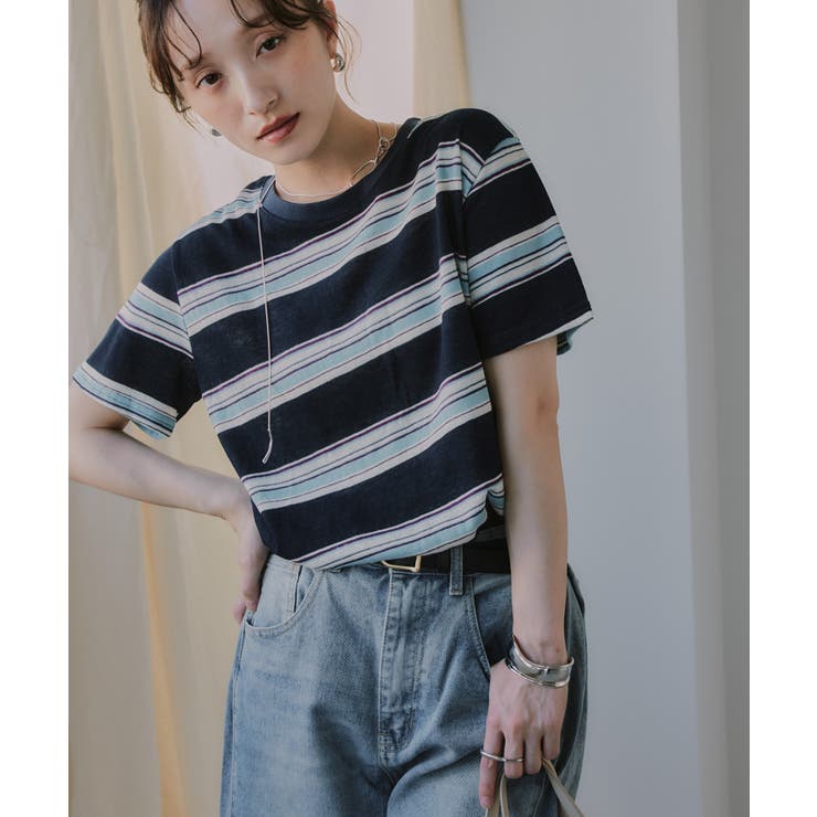 配色 マルチボーダー シアー Tシャツ | 210nouve | 詳細画像6 