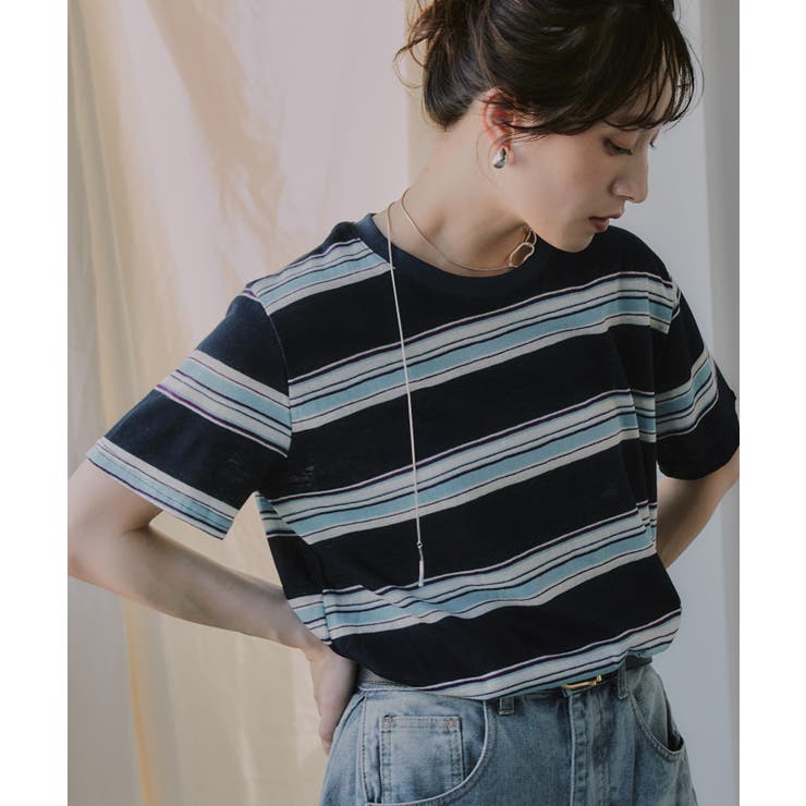 配色 マルチボーダー シアー Tシャツ | 210nouve | 詳細画像7 