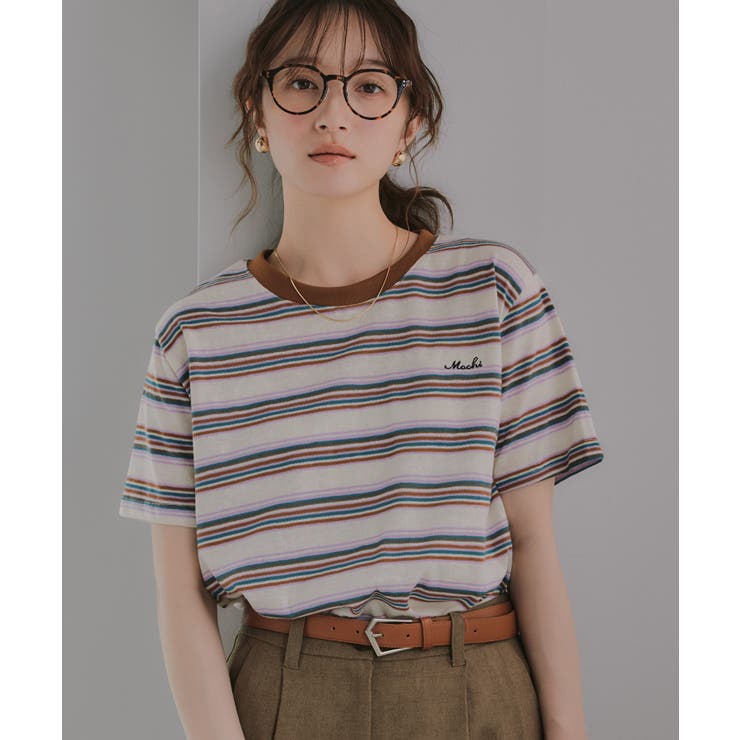 配色 マルチボーダー リンガー Tシャツ | 210nouve | 詳細画像2 
