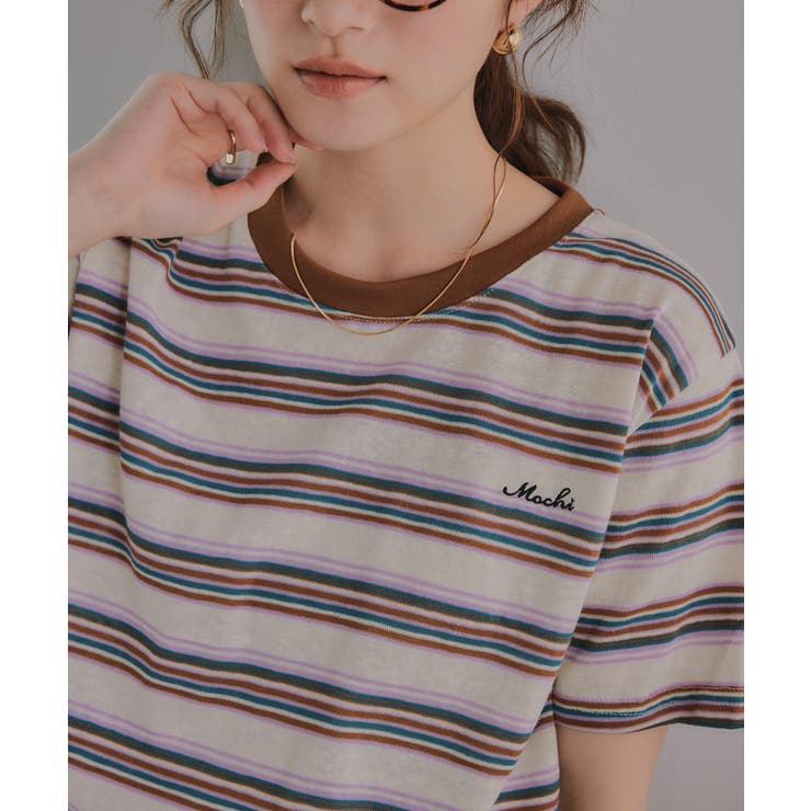 配色 マルチボーダー リンガー Tシャツ | 210nouve | 詳細画像3 