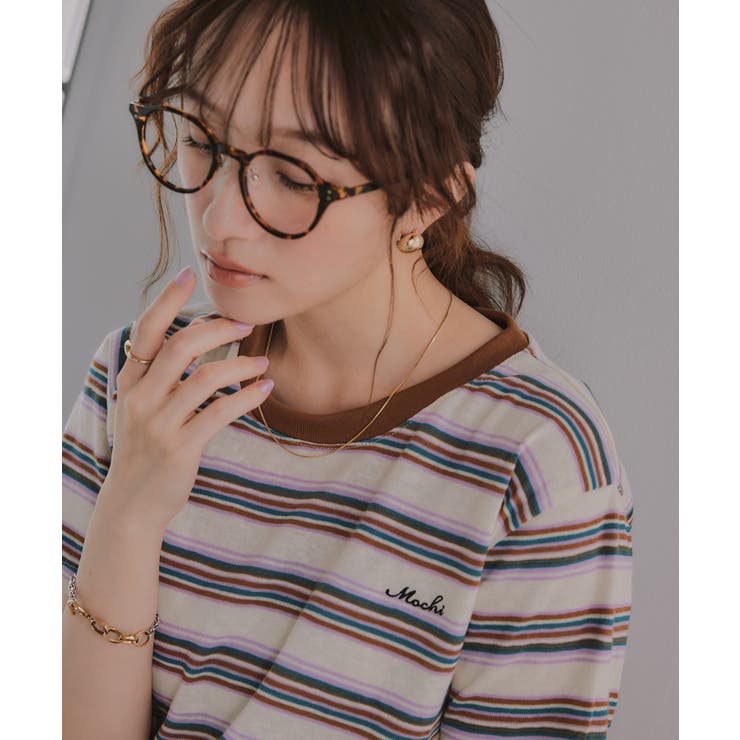 配色 マルチボーダー リンガー Tシャツ | 210nouve | 詳細画像4 