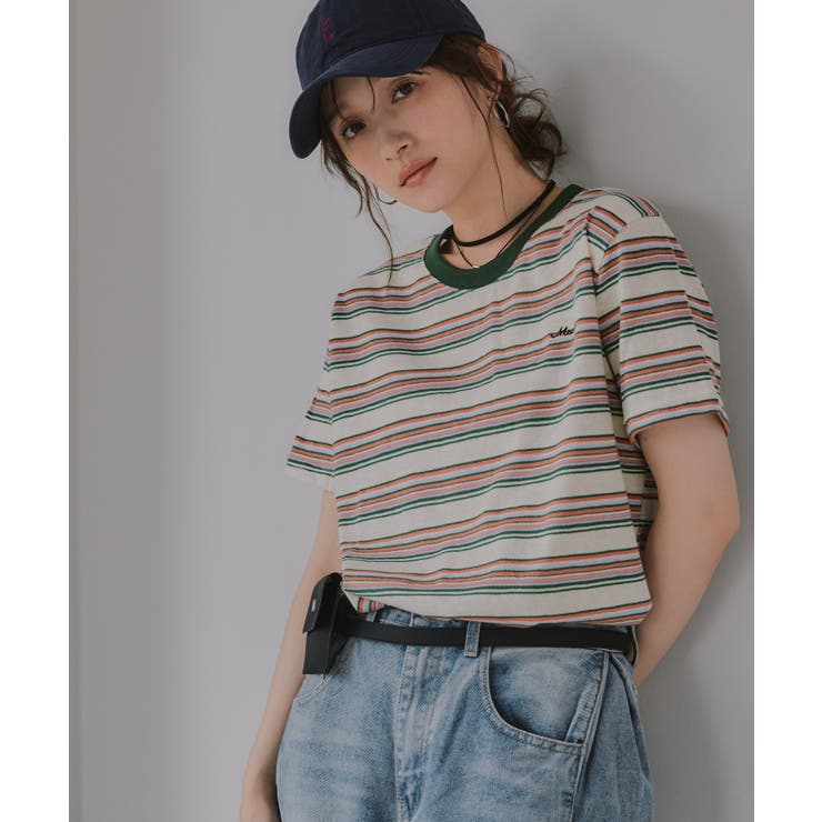 配色 マルチボーダー リンガー Tシャツ | 210nouve | 詳細画像6 