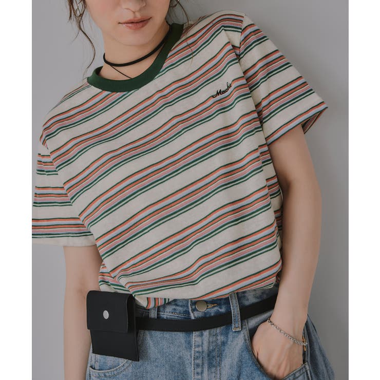 配色 マルチボーダー リンガー Tシャツ | 210nouve | 詳細画像7 