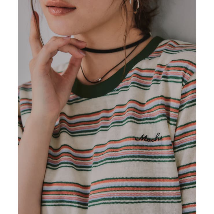 配色 マルチボーダー リンガー Tシャツ | 210nouve | 詳細画像9 
