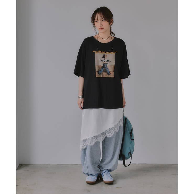 オーバーサイズ ガール フォトプリント Tシャツ | 210nouve | 詳細画像17 