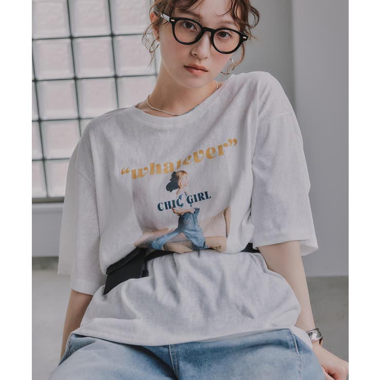 オーバーサイズ ガール フォトプリント Tシャツ | 210nouve | 詳細画像3 