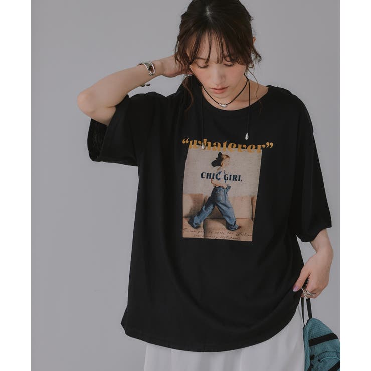 オーバーサイズ ガール フォトプリント Tシャツ | 210nouve | 詳細画像6 