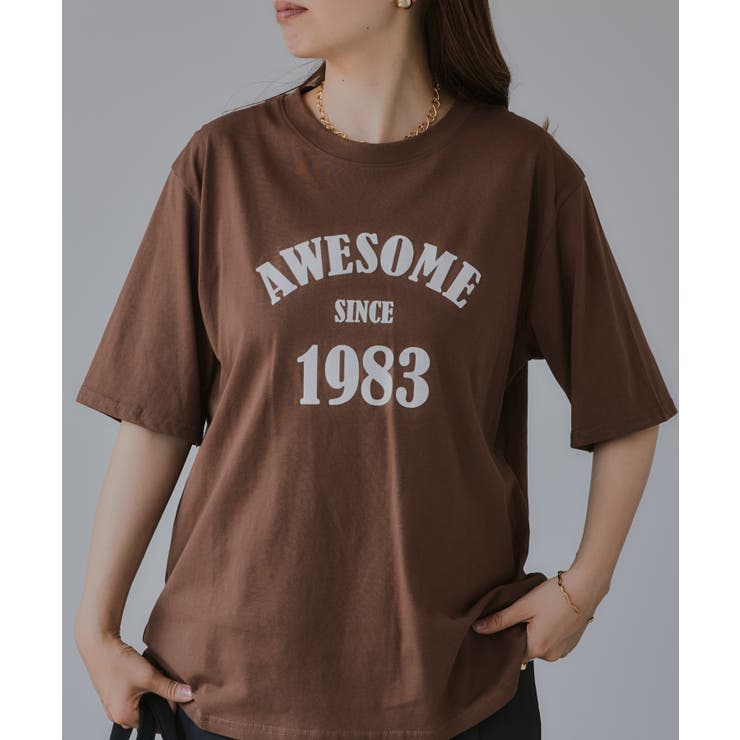 ブラウン | ロゴプリントTシャツ | 210nouve