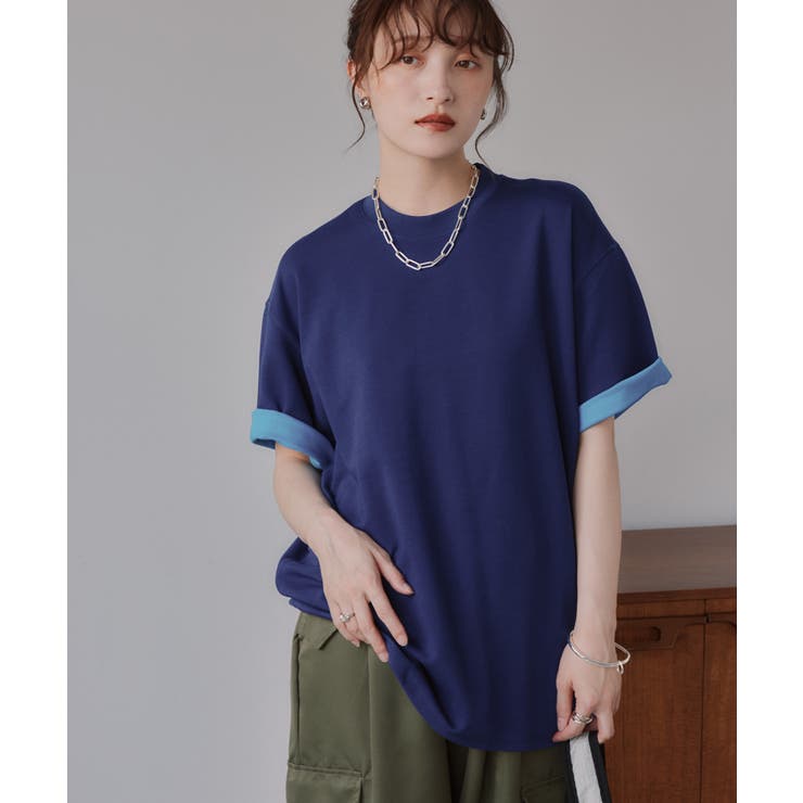 バイカラー ロールアップ Tシャツ | 210nouve | 詳細画像8 