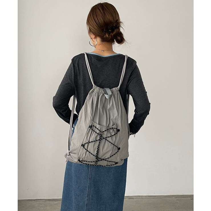 グレー | ドローコードナイロンナップサック | 210nouve