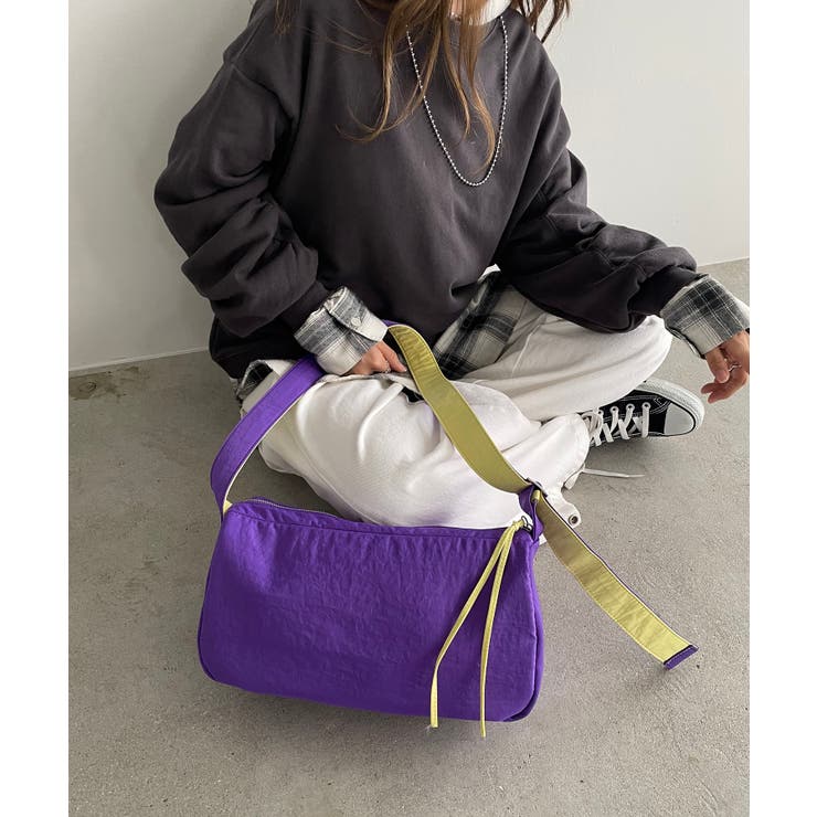 バイカラースクエアナイロンショルダーバッグ | 210nouve | 詳細画像13 