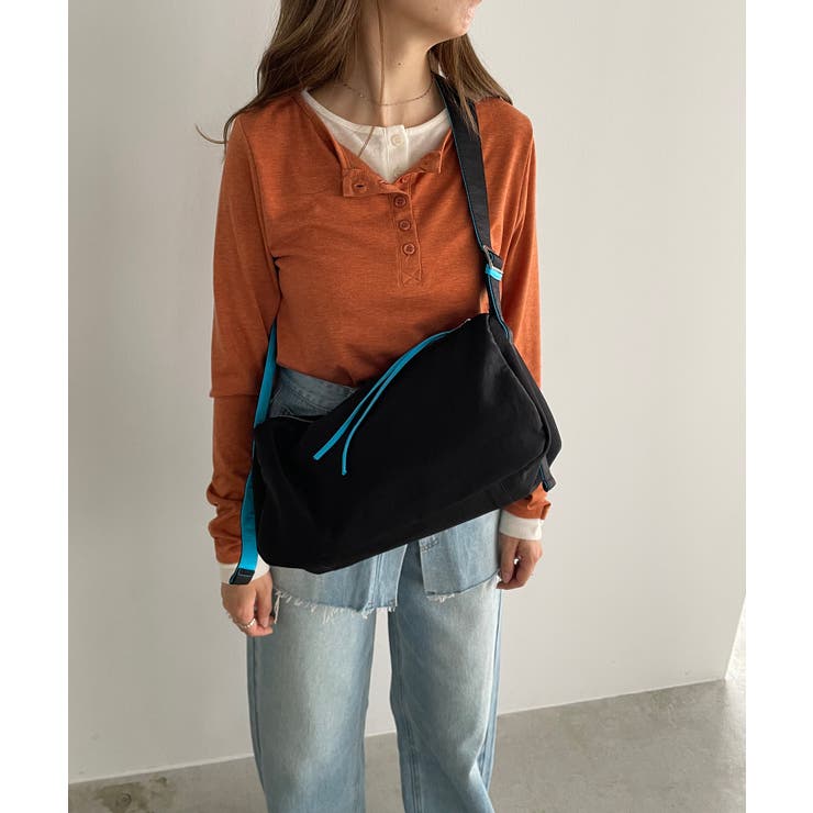 バイカラースクエアナイロンショルダーバッグ | 210nouve | 詳細画像14 